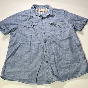 Woolrich mens casual short sleeve cotton button down blue shirt sz XL
